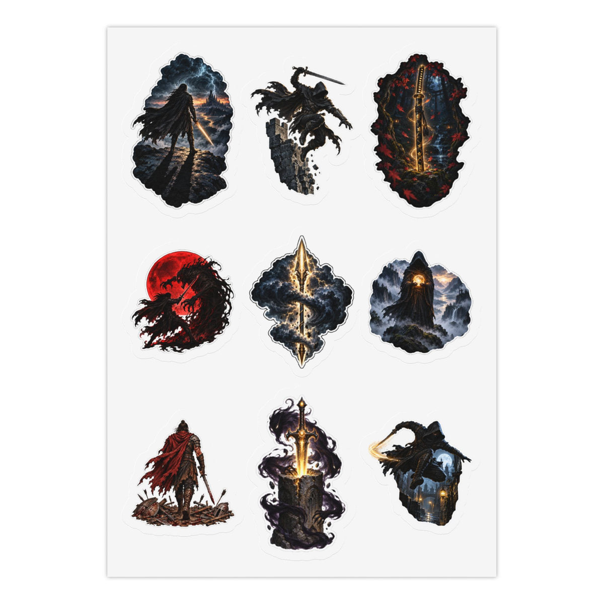 Shadow Blades Sticker Pack - 3 Sheets, 27 Total, Kiss-Cut Kiss-Cut Sticker Sheet (Sheet 1 of 3)