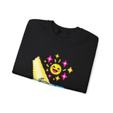 Pixel Chill Tee: Geometric Couch Napping Under Pixel Stars Crewneck Sweatshirt