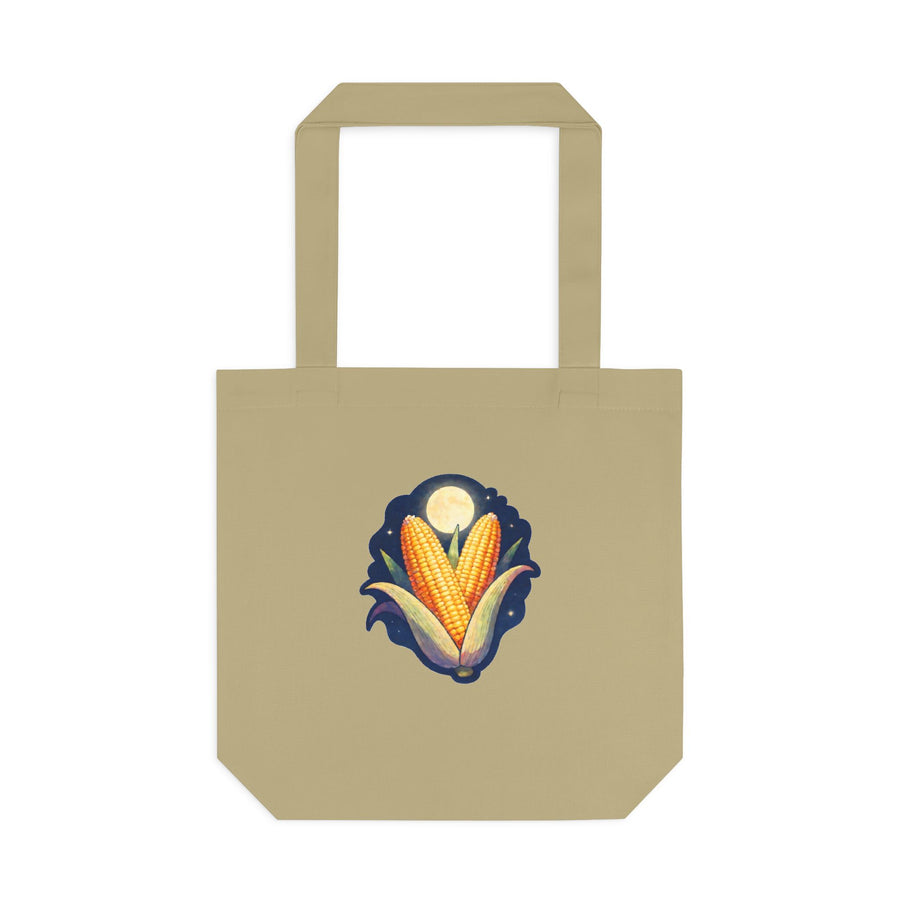 Spice & Glow: Moonlit Corn Husks Embroidered Tee Cotton Tote Bag