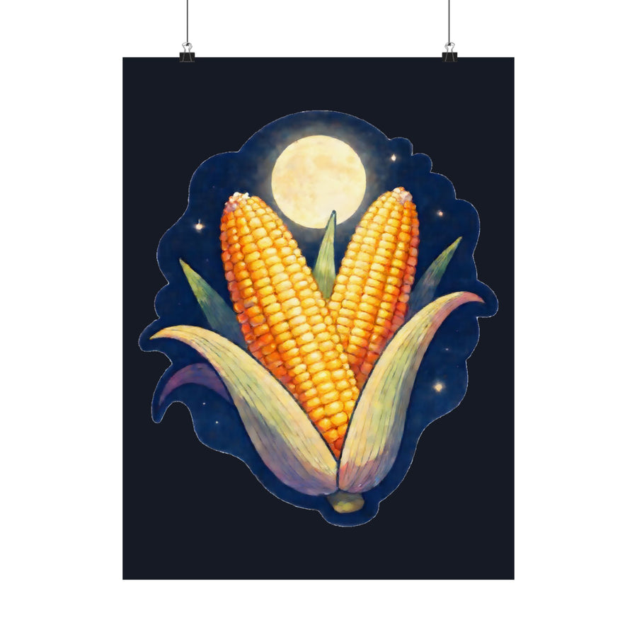 Spice & Glow: Moonlit Corn Husks Embroidered Tee Poster