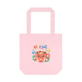 Café Mystery Tee: Chibi Coffee Cup with Mysterious Steam & Anime Headband Cotton Tote Bag