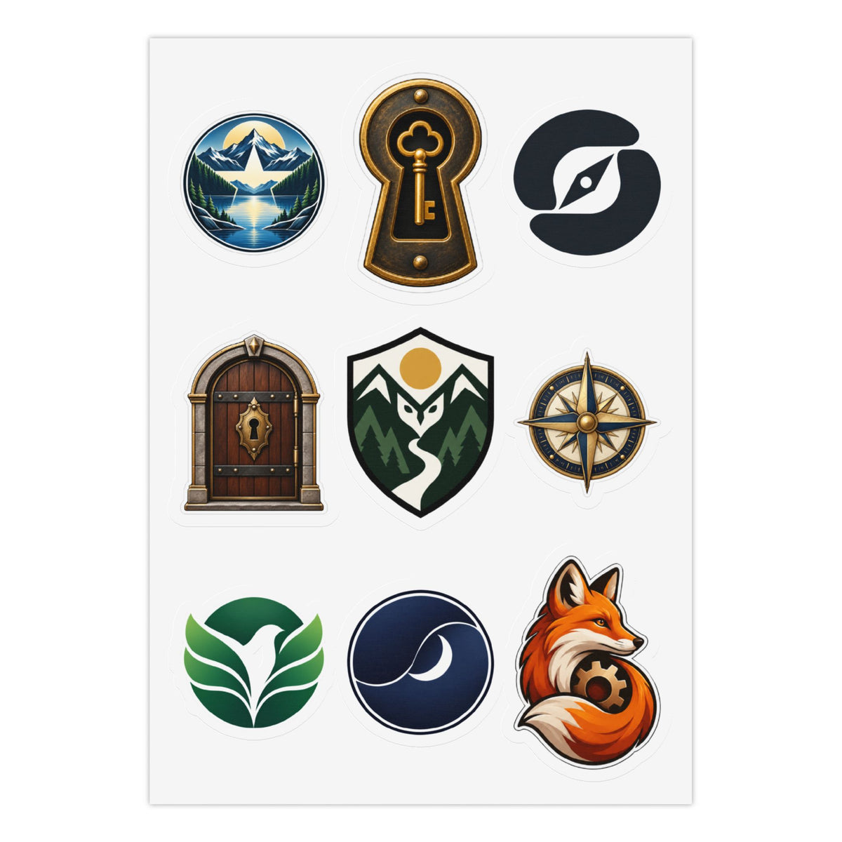 Emblem Society: 27 Simple Emblem Stickers Pack Kiss-Cut Sticker Sheet (Sheet 1 of 3)