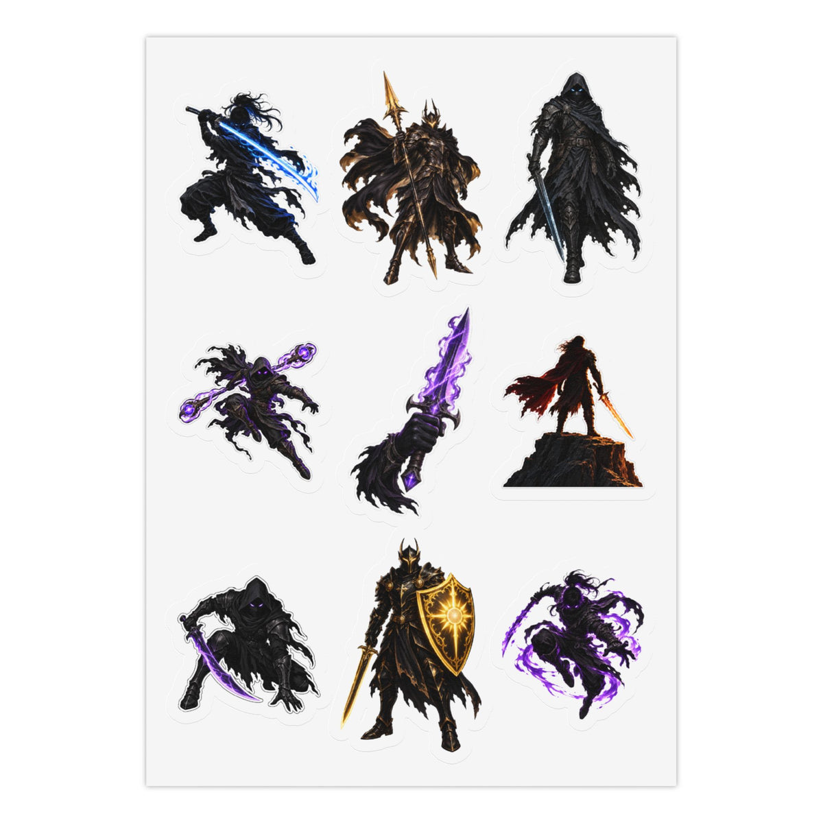 Shadowed Blades: 27 Stickers Pack (3 Sheets) Kiss-Cut Sticker Sheet (Sheet 1 of 3)