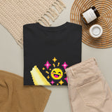 Pixel Chill Tee: Geometric Couch Napping Under Pixel Stars