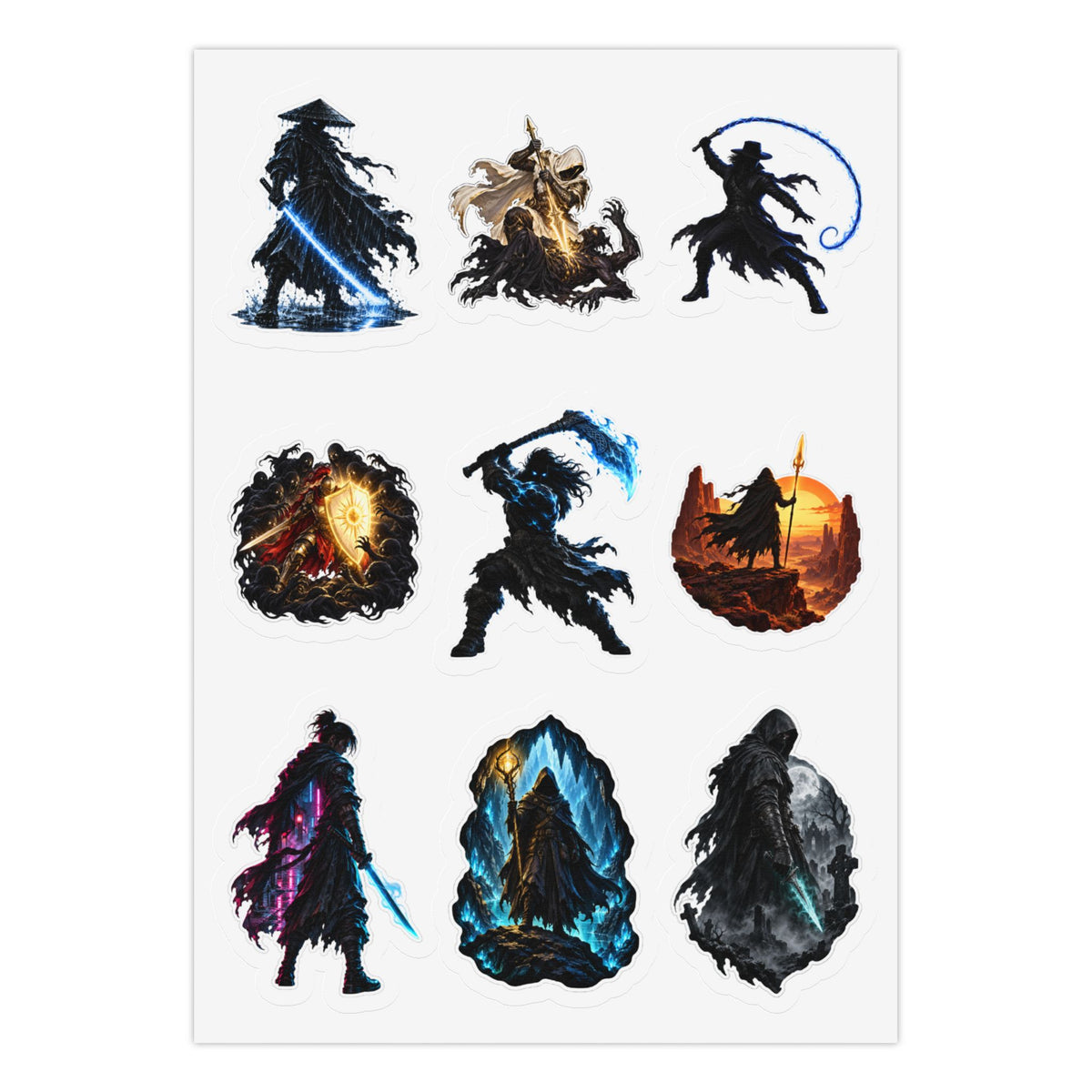 Shadowed Edge Sticker Pack: 3 Sheets, 27 Intense Silhouette Action Stickers Kiss-Cut Sticker Sheet (Sheet 3 of 3)