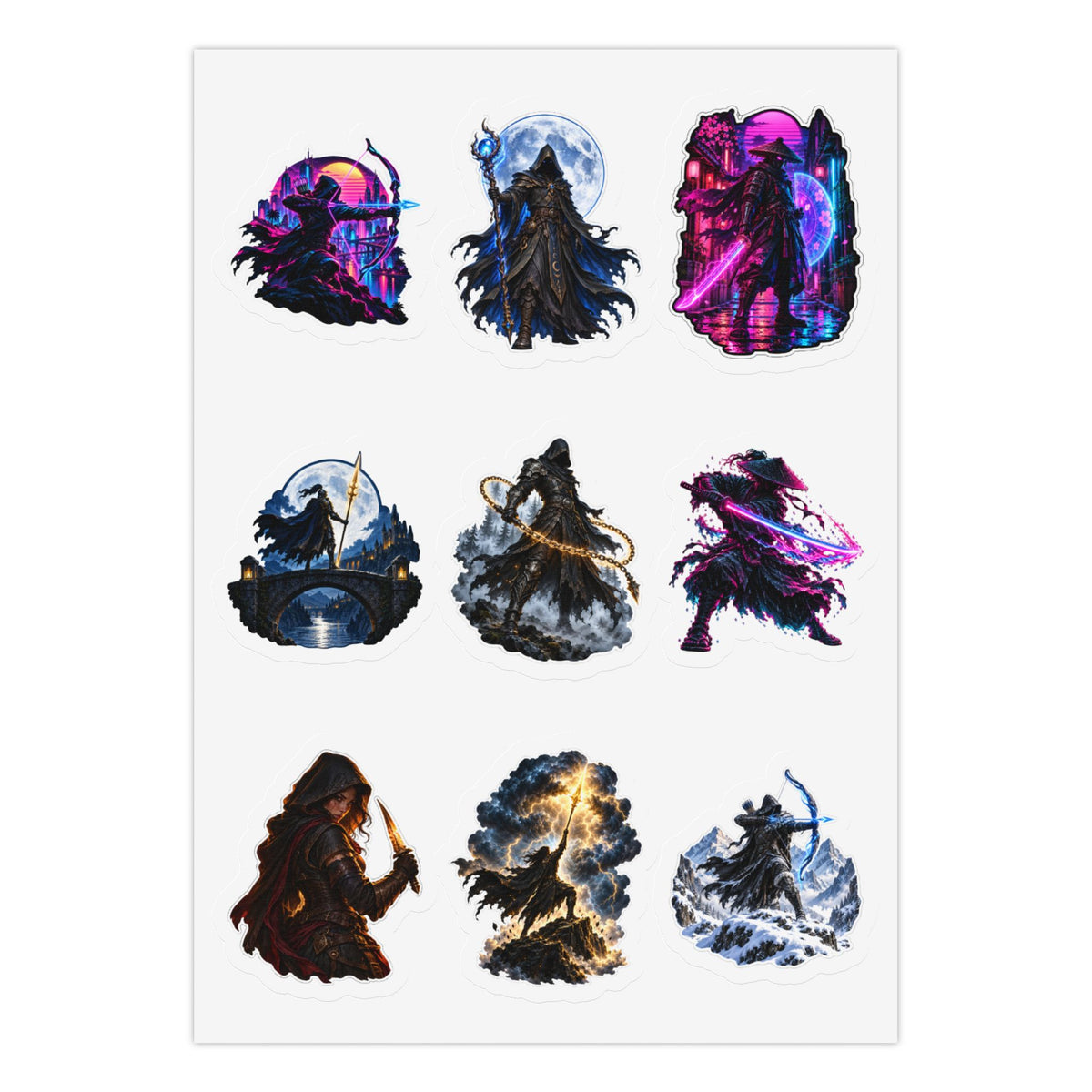 Shadowed Blades: 27 Kiss-Cut Stickers Pack Kiss-Cut Sticker Sheet (Sheet 2 of 3)