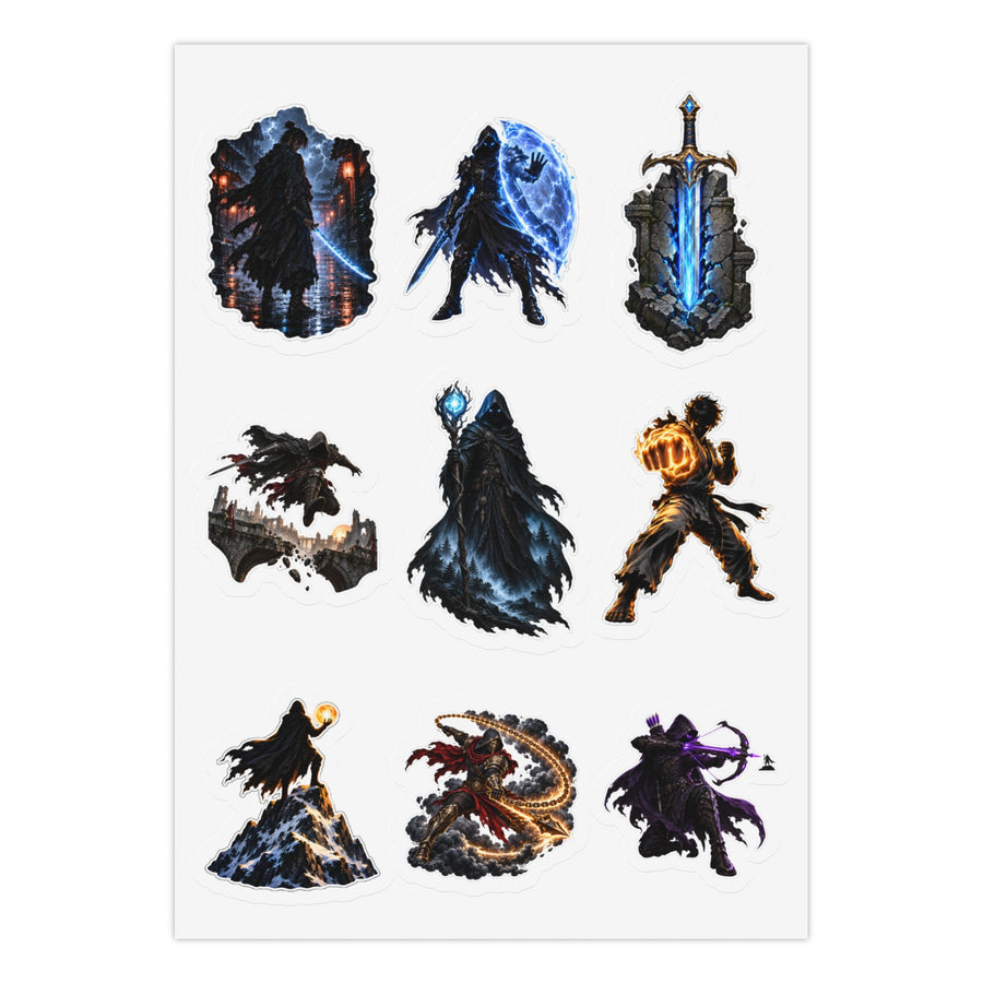 Shadowed Edge Sticker Pack: 3 Sheets, 27 Intense Silhouette Action Stickers Kiss-Cut Sticker Sheet (Sheet 1 of 3)