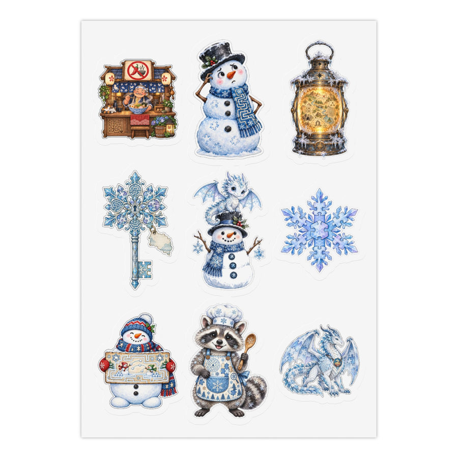 Frosty Shenanigans Pack: 3 Sheets of 9 Cozy Anime Stickers Kiss-Cut Sticker Sheet (Sheet 3 of 3)