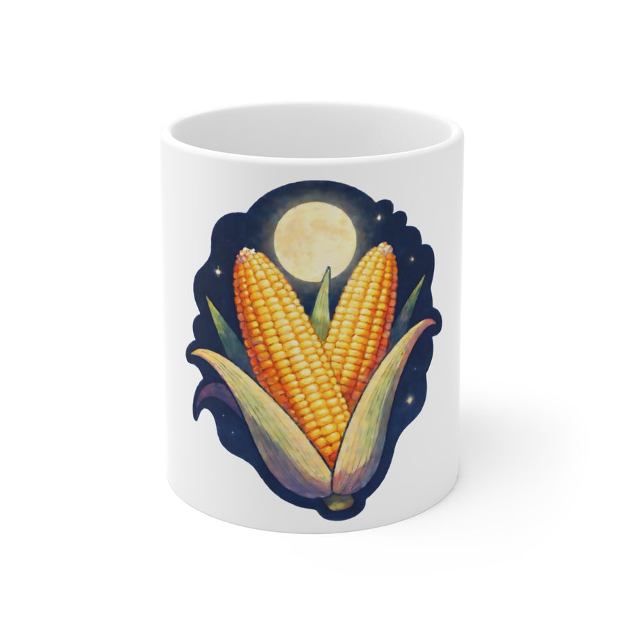 Spice & Glow: Moonlit Corn Husks Embroidered Tee Mug 11oz