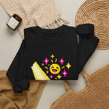 Pixel Chill Tee: Geometric Couch Napping Under Pixel Stars Crewneck Sweatshirt