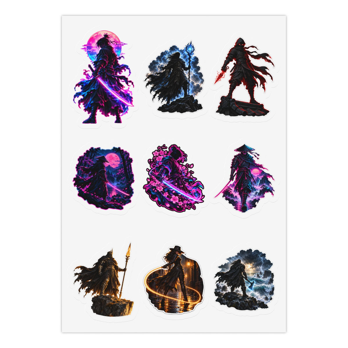 Shadowed Blades: 27 Kiss-Cut Stickers Pack Kiss-Cut Sticker Sheet (Sheet 1 of 3)