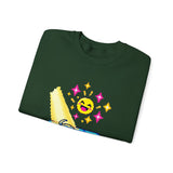Pixel Chill Tee: Geometric Couch Napping Under Pixel Stars Crewneck Sweatshirt