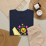 Pixel Chill Tee: Geometric Couch Napping Under Pixel Stars