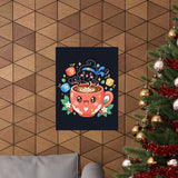 Café Mystery Tee: Chibi Coffee Cup with Mysterious Steam & Anime Headband Poster