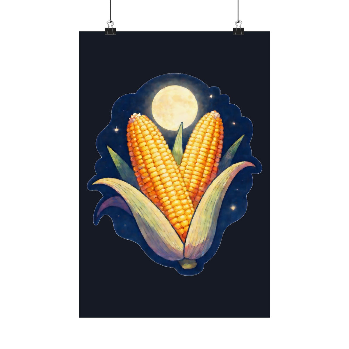 Spice & Glow: Moonlit Corn Husks Embroidered Tee Poster