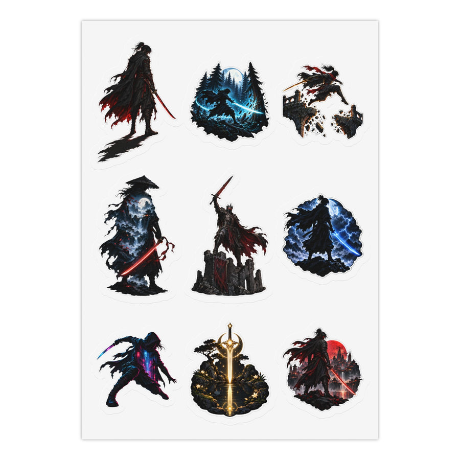 Shadow Blade Sticker Pack: 27 Kiss-Cut Silhouette Art Stickers Kiss-Cut Sticker Sheet (Sheet 1 of 3)