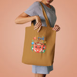 Café Mystery Tee: Chibi Coffee Cup with Mysterious Steam & Anime Headband Cotton Tote Bag