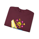 Pixel Chill Tee: Geometric Couch Napping Under Pixel Stars Crewneck Sweatshirt