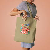 Café Mystery Tee: Chibi Coffee Cup with Mysterious Steam & Anime Headband Cotton Tote Bag