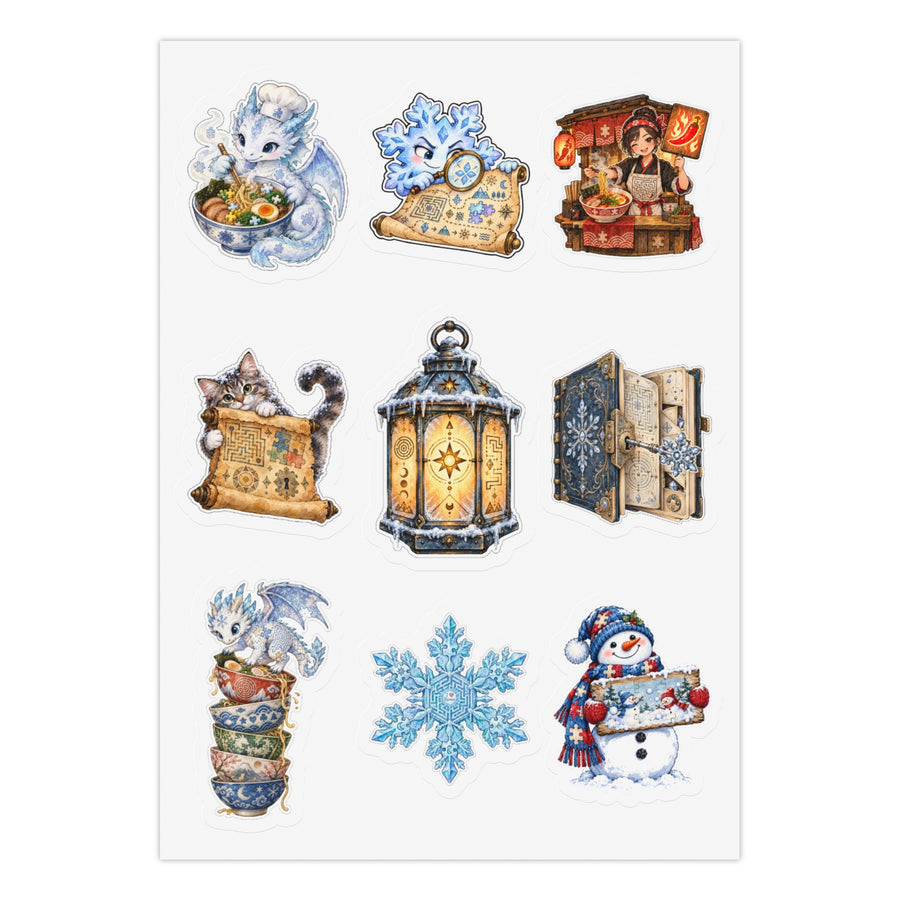 Frosty Shenanigans Pack: 3 Sheets of 9 Cozy Anime Stickers Kiss-Cut Sticker Sheet (Sheet 1 of 3)