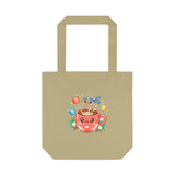 Café Mystery Tee: Chibi Coffee Cup with Mysterious Steam & Anime Headband Cotton Tote Bag